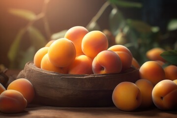 Poster - fresh apricots sunny. generate ai