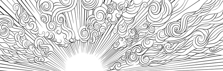 Sky Sunrise Sun Background Woodcut Engraved Etched