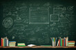 © ant - Green chalkboard Back to school concept banner graphic design background.