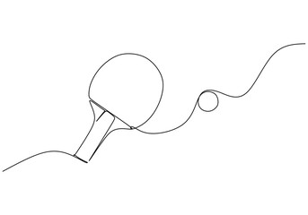Poster - table tennis racket one line drawing: continuous hand drawn sport theme object