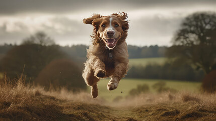 a happy dog ​​in nature