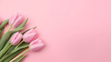 Fototapeta Tulipany - tulips on a light pink background with space for text. template for your design. Generative Ai. 