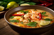 tom yam kung is a spicy clear soup typical in thailand
