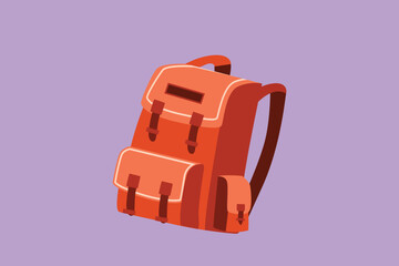 Sticker - Cartoon flat style drawing school or collage backpacks. Backpacks for school children, students, travelers and tourists. Back to school rucksack. Camping equipment. Graphic design vector illustration