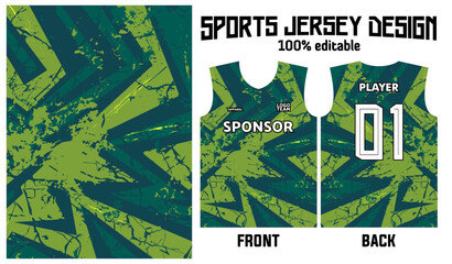 Wall Mural - jersey design for sport uniform with abstract green pattern