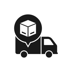 Sticker - Delivery package. Truck with box icon flat style isolated on white background. Vector illustration