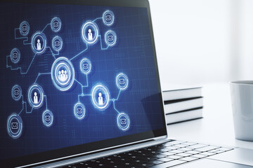 Poster - Modern computer screen with social network media concept. 3D Rendering