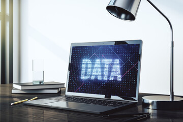 Poster - Creative Data word sign on modern laptop screen. 3D Rendering