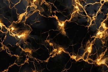 Glowing black and gold marble texture Generative AI 