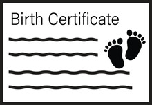 Birth Certificate Icon. Cute Birth Certificate Sign. Puppy Birth Certificate Symbol. Flat Style.