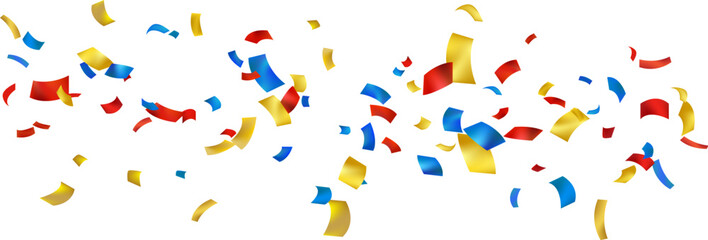 Wall Mural - colorful confetti and zigzag ribbon falling from above streamers, tinsel vector