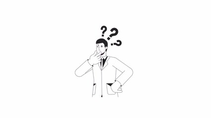 Fototapete - brainstorming manager bw animation. animated character office worker. business planning. monochrome 