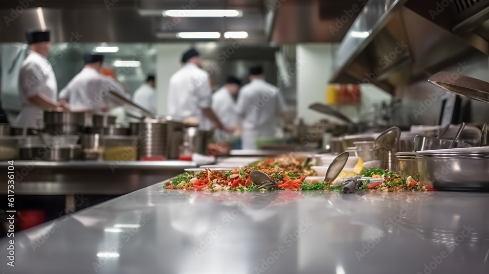 Illustration of modern professional kitchen with cooks preparing food ...