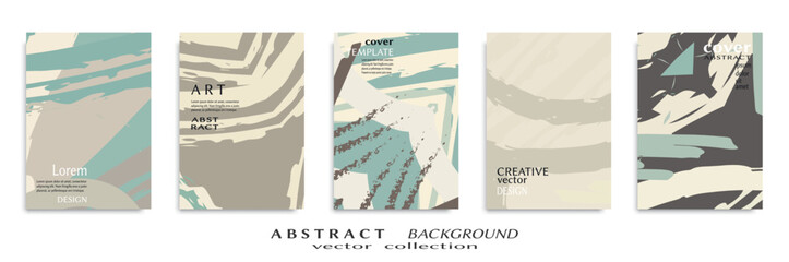 Abstract backgrouns set, grunge texture. Minimalistic art, brush strokes style. Design for card, brochure, banner idea, book cover, booklet print, flyer sheet a4. Collage page, web header template.