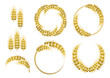 Set of wheat elements. spikelets of wheat. Wheat wreath. Template, seal, logo and design element.