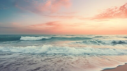 As the sun rises and sets, the waves of the ocean come alive with the shifting tides, creating a beautiful and mesmerizing landscape of nature against the shoreline and horizon