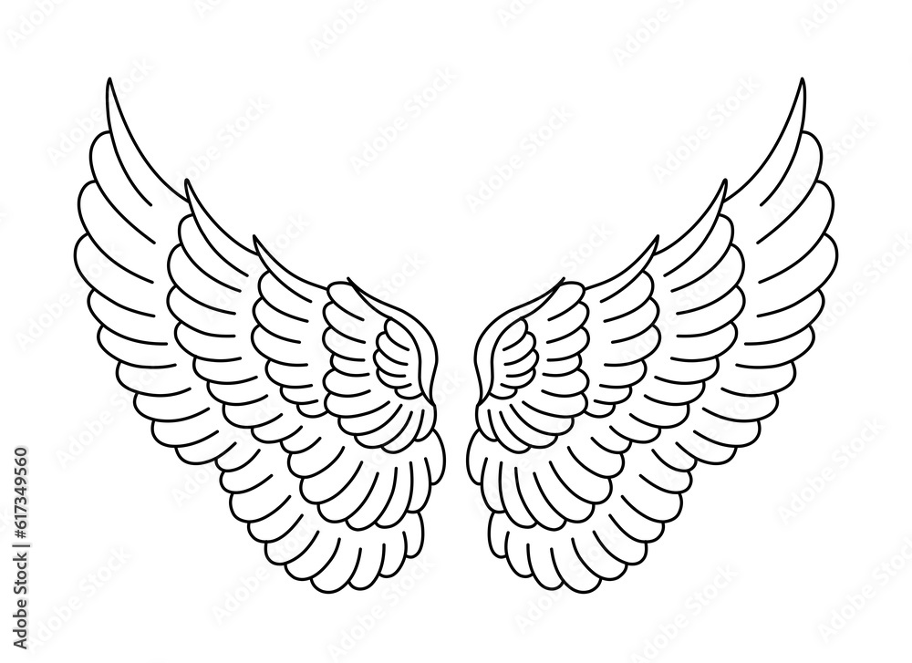 vector angel wings line art style Stock Vector | Adobe Stock