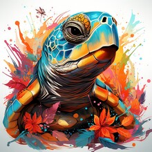 Tropical Sea Turtle. Generative AI Illustration