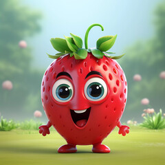 Cute Strawberry Happy Cartoon Character