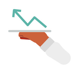 Poster - hand show diagram semi flat colour vector object. financial chart with arrow. editable cartoon clip 