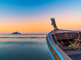 Canvas Print - long-tail boat at Poda beach in Thailand