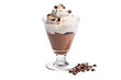 Chocolate frappe on top whipped cream isolated on transparent background. Generative Ai