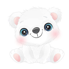  Cute polar bear poses watercolor illustration