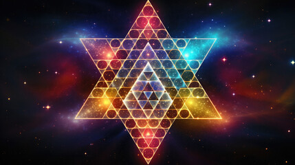 Wall Mural - sacred geometry spiritual astral glowing pentagram cosmic - by generative ai