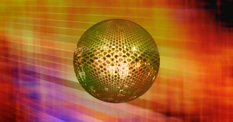 Fototapete - Party disco mirror ball reflecting purple lights