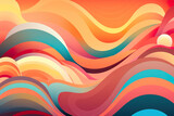 Fototapeta Tęcza - A colorful abstract background with waves and sun. Generative AI.