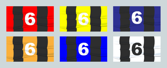 Set footballer's number on a football jersey. 6 Numbered print. Sports tshirt jersey. Sports, olympiad, euro 2024, gold cup, world championship