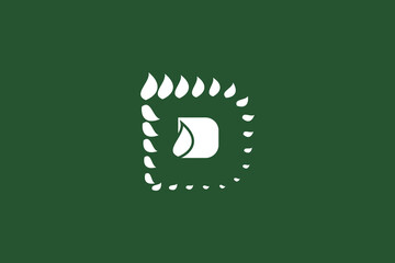 Fototapete - D logo with leaf icon. This logo was created using letter D elements and leaf icon in a simple and elegant style. This logo is easy to remember and can be applied in various media.