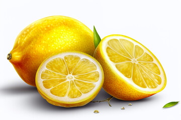 Canvas Print - lemon slices isolated on white background. Generated by AI