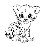 Fototapeta  - Cute Jaguar coloring page - Coloring book for kids