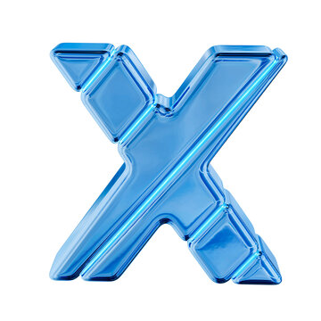 Blue ice block symbol. letter x