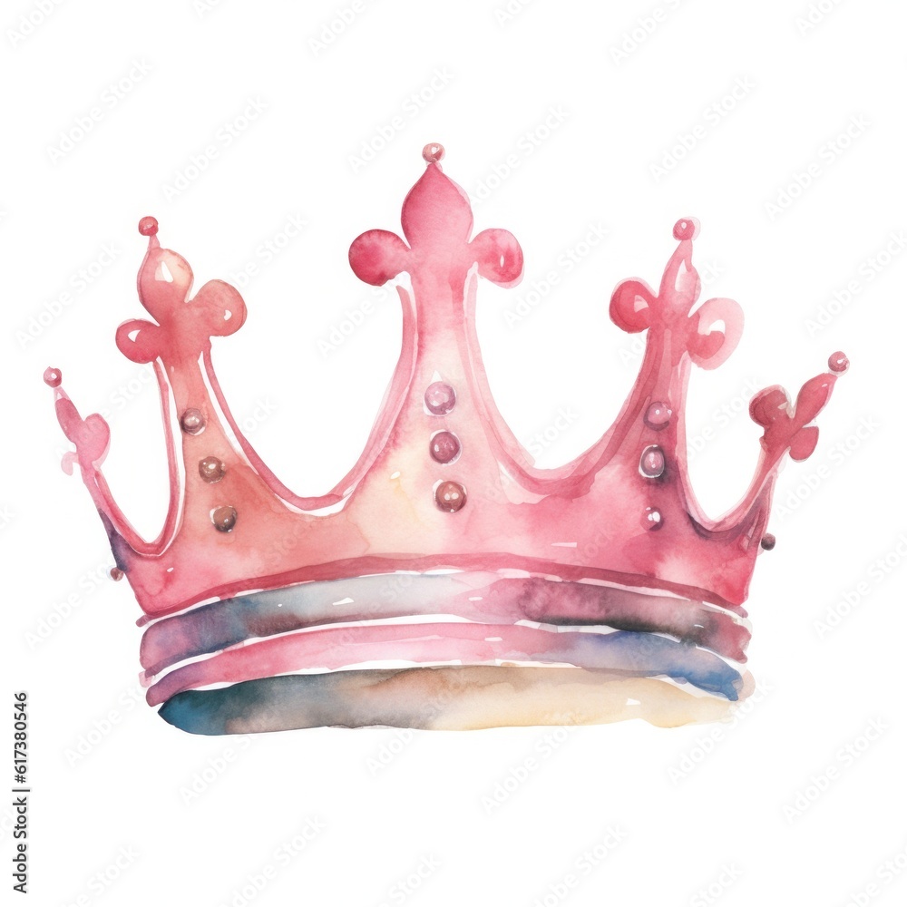Watercolor pink princess crown isolated. Illustration AI Generative ...