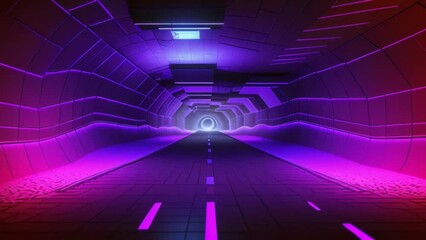 Poster - A neon-lit tunnel with a futuristic vibe. Generative ai