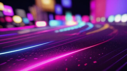 Aufkleber - Futuristic abstract background glowing neon light, moving high speed wave lines with curves and bokeh lights. Sci-fi and Data transfer concept wallpaper background, generative ai
