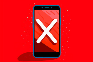 smartphone with a crossed x on the side of it, how to fix phone, with an exflag icon