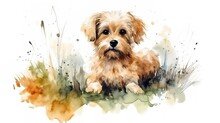 Watercolor Picture Of A Cute Dog