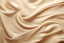 A Close-up On Whipped Cream Or Off-white Vanilla Pudding With Swirls And Spreads Filling The Frame, Selective Focus