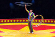 Male Circus Performer Clown uses acrobatics to woo the crowd.