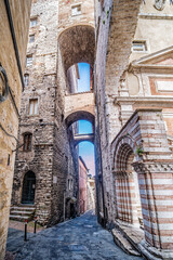 Wall Mural - Perugia small and narrow streets in the capitol of Umbria, Italy