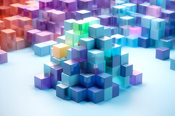 Poster - abstract glass colorful cubes background