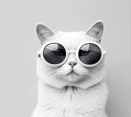 cute cat in sunglases. Generative AI.