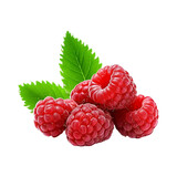 Fototapeta  - Raspberry with leaves isolated on white background.
