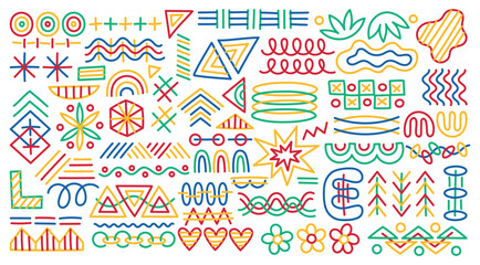Wall Mural - geometric shapes set. abstract lines, pointers and shapes in modern style. outline pattern and ornam