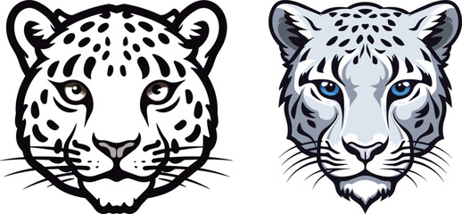 Sticker - Cute little snow leopard head illustration portfolio