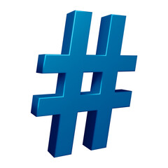 Poster - 3D blue hashtag symbol or icon design