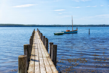 Sticker - Wooden pier and fishing boats at Sønderhav, Denmark